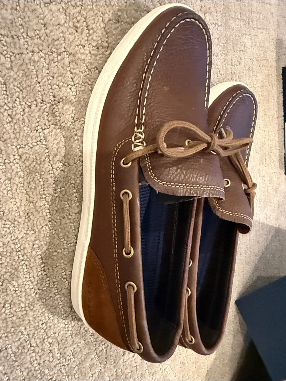 Cole Haan Men’s Brown Leather Moc Toe Boat Shoes